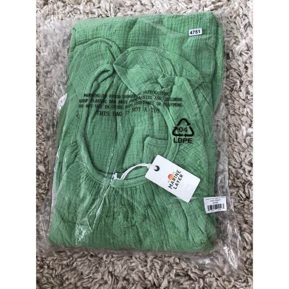 Marine Layer Jude Dress Flutter Sleeve Tiered Swing Midi Jade Sheen Green NWT M - Picture 5 of 8